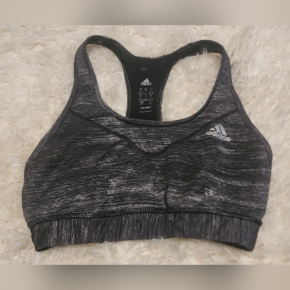 ADIDAS Women's Top Climalite Racerback Running Sports Bra Black Grey Sz. S